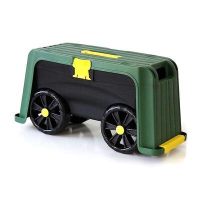 Скамейка-перевертыш садовая Helex с ящиком на колесах 4в1, зеленый/черный Артикул: H835
